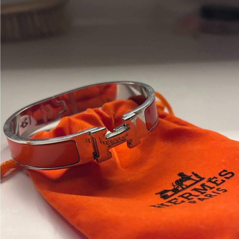 Silver and Orange Bracelet